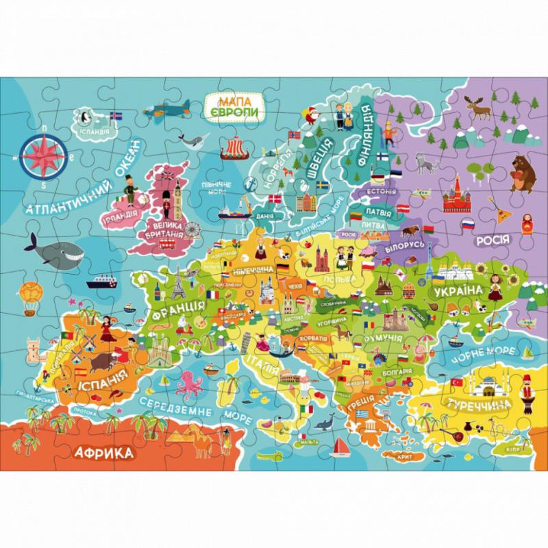 Пазл DoDo Карта Європи українська версія 300 129