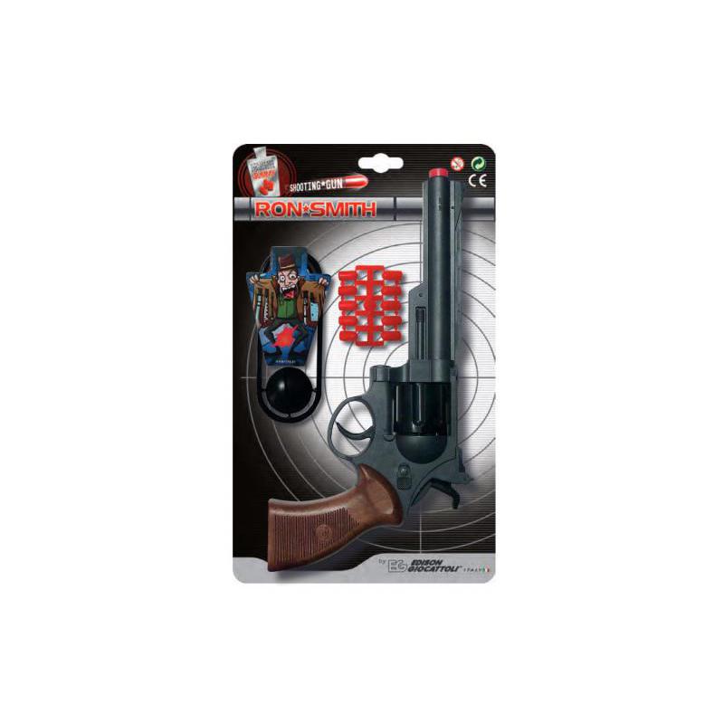 Игрушечный пистолет на пульках Edison Giocattoli Ron Smith 28см 8-зарядный с мишенью 463/33