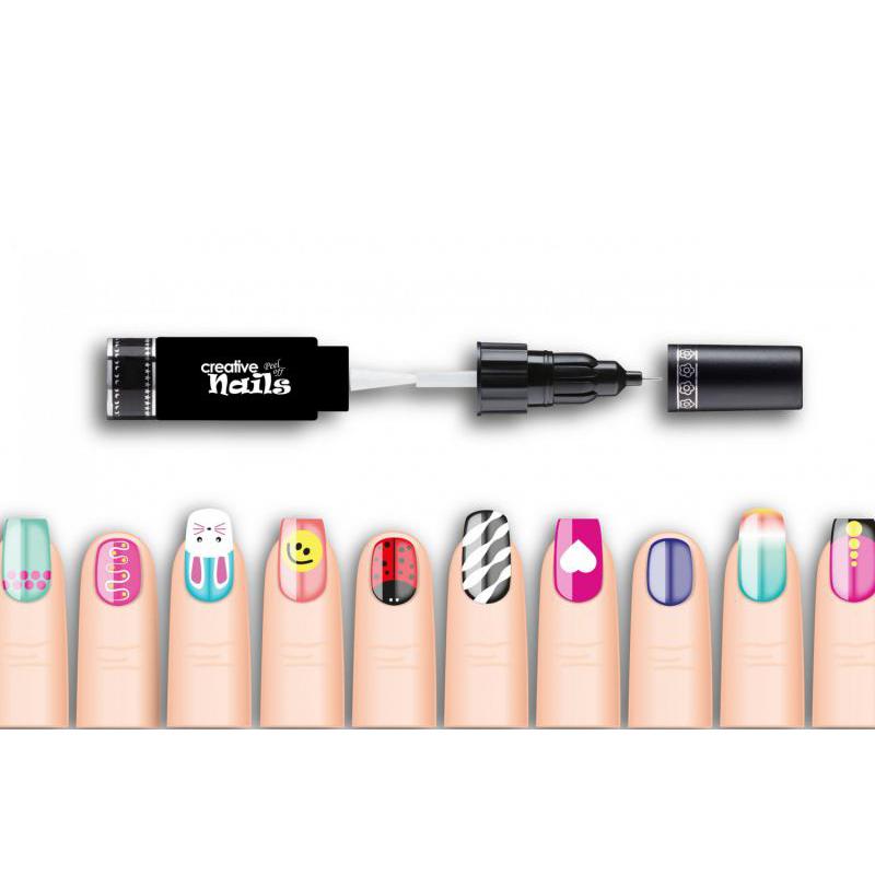 Лак-олівець для нігтів дитячий Creative Nails на водній основі 2 кольори рожевий + фіолетовий
