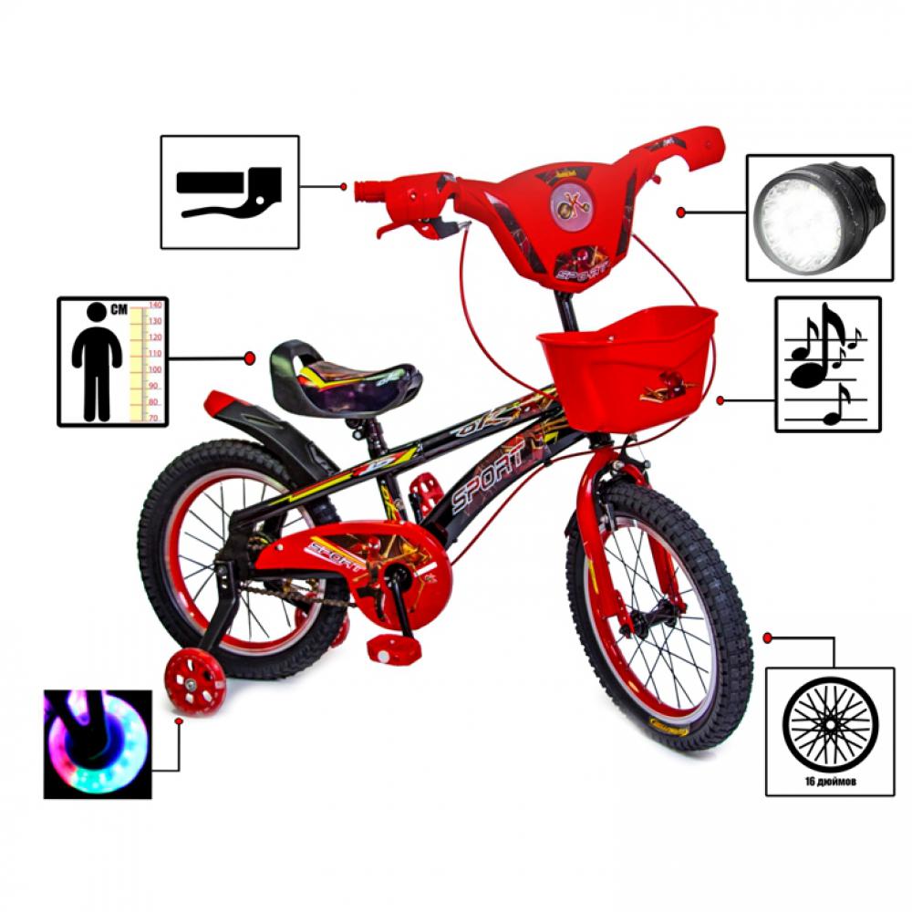 Дитячий велосипед Spiderman Red 16 з музикою і світлом