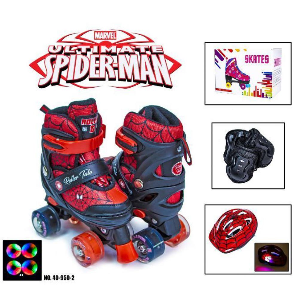 Комплект ролики-квады+защита+шлем. р.29-33. Spiderman. Светящиеся колеса и шлем!