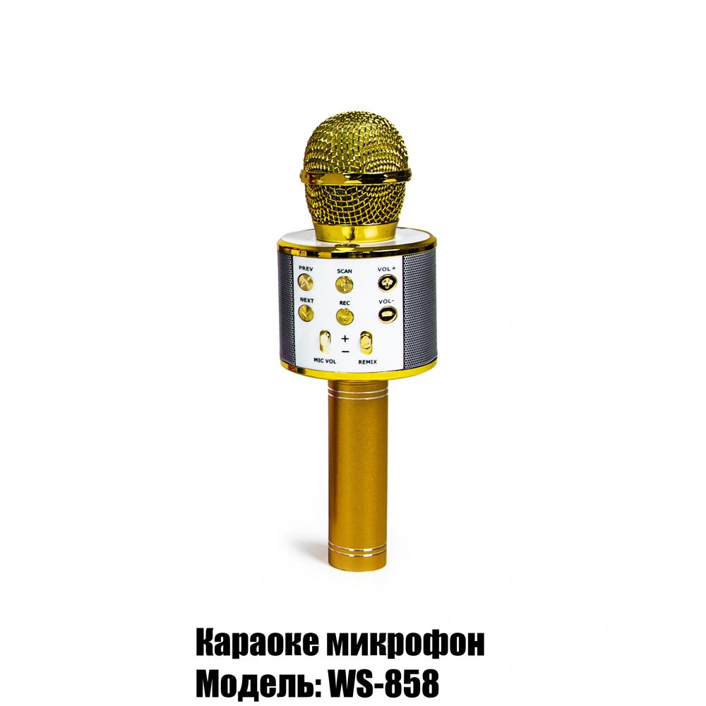 Беспроводной микрофон-караоке WSTER WS-858. Золотой